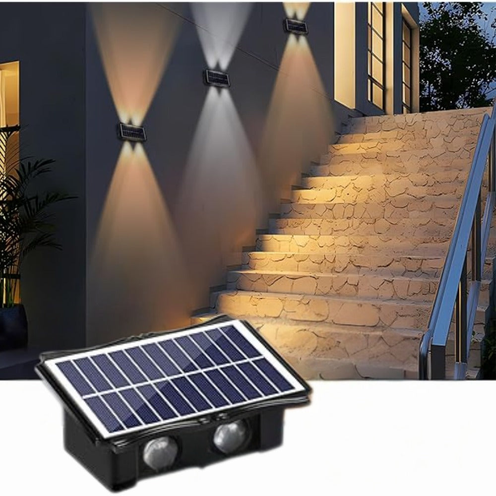 Lampara Exterior De Pared 4 Led Solar Recargable