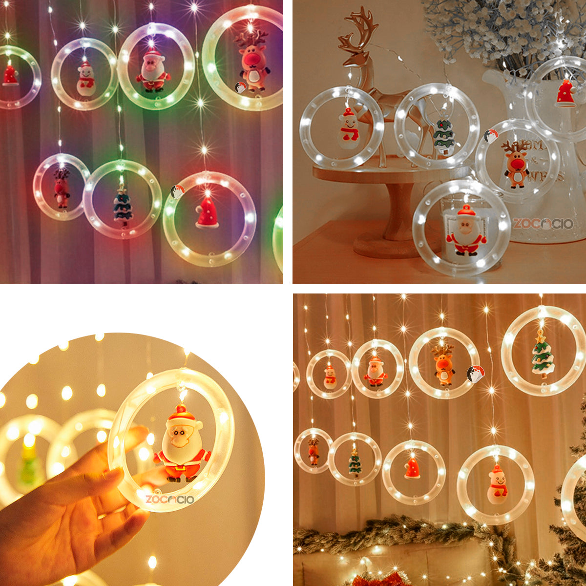 SUPERLIGHT® Cortina De Aros Con Figuras Navideñas