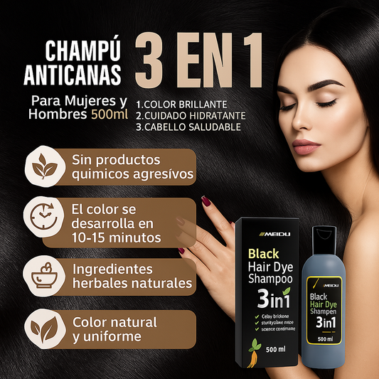 Champú AntiCanas Black Hair Dye® 500ml  Para Mujeres y Hombres OFERTA 2 X 99.900