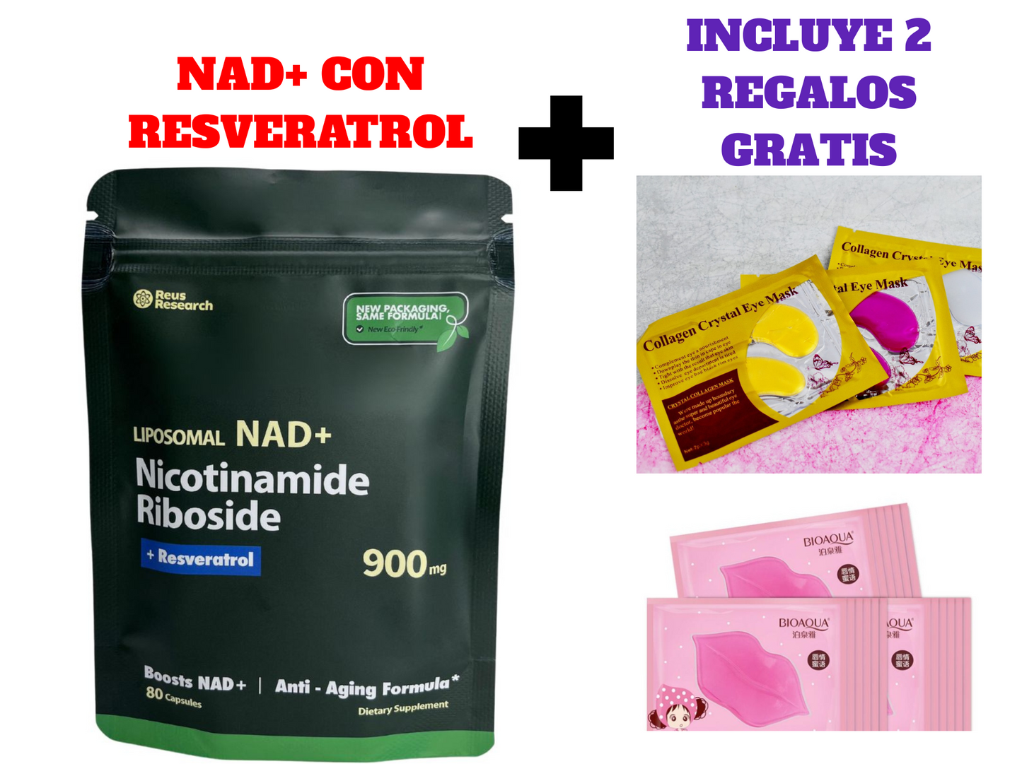 🟢NAD+™ y RESVERATROL + 2 REGALOS 🎁 COLAGENO PARA LABIOS Y COLAGENO PARA OJERAS