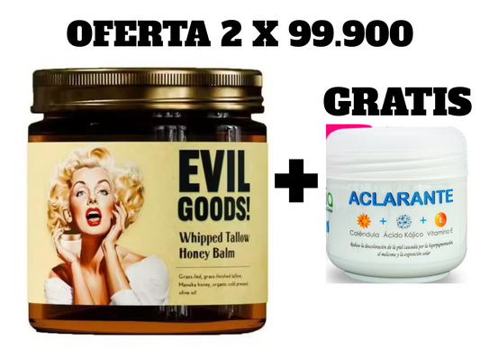 OFERTA 2 X 1 EVIL GOODS® SEBO DE RES + CREMA ACLARANTE®🔥PROMOCION 2 X 99.900
