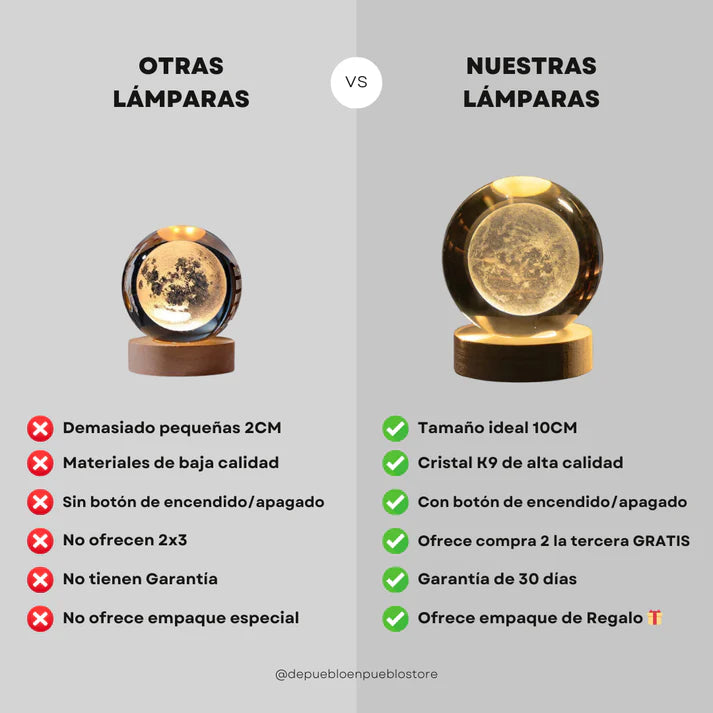 Lámparas Esfera 3D Con Base de Madera ORIGINAL GALAXYLAMP®